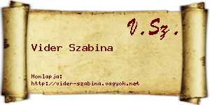 Vider Szabina névjegykártya